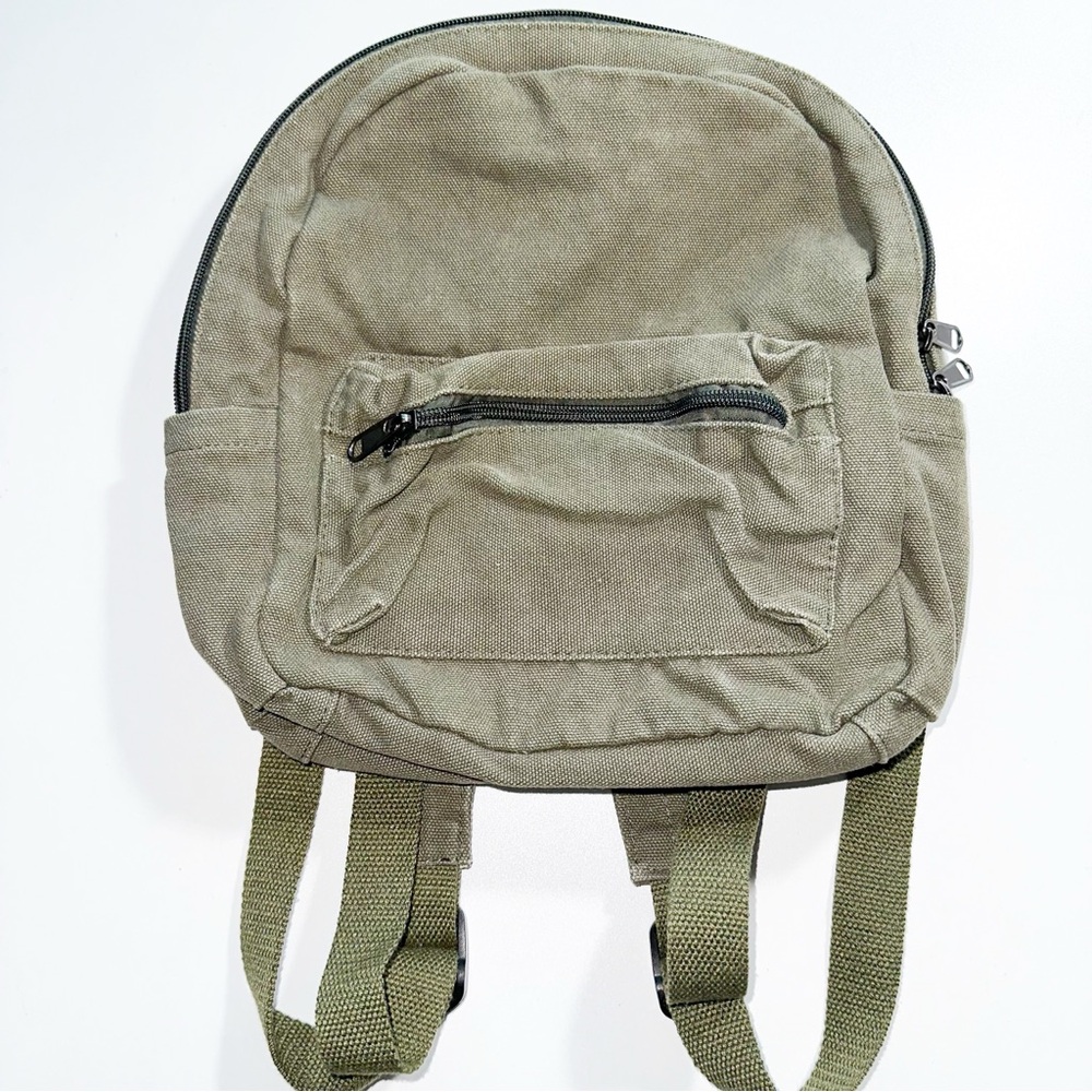 Olive Green Canvas Backpack
